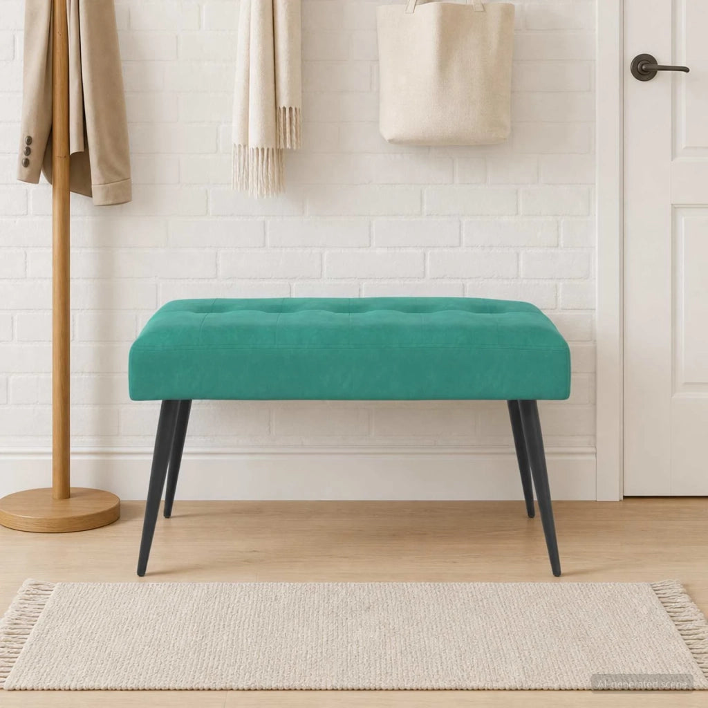 Panchina con bottoni imbottiti Turchese 80 x 40 x 46 cm Velluto 42038525