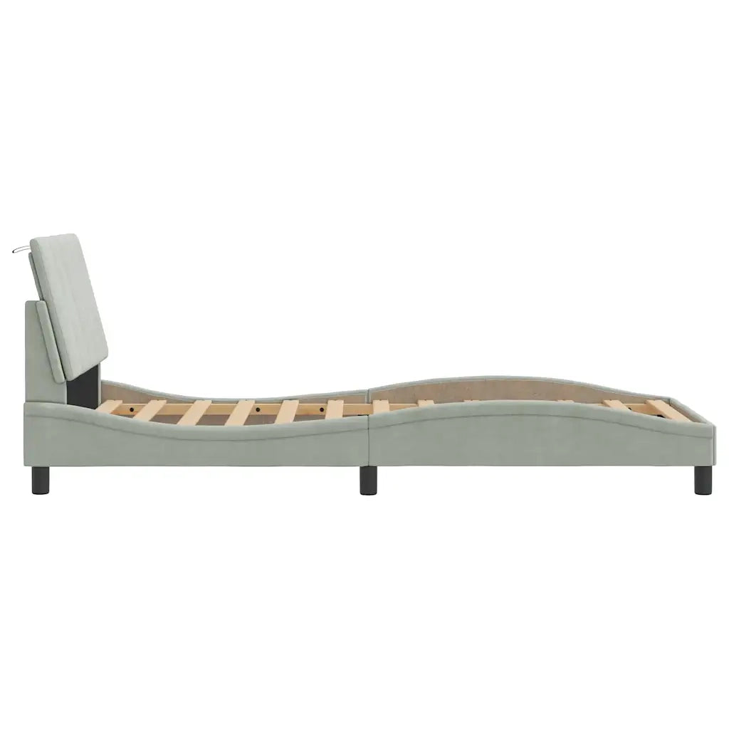 Giroletto senza Materasso Hanko Grigio Chiaro 80x200 cm Velluto 3207813