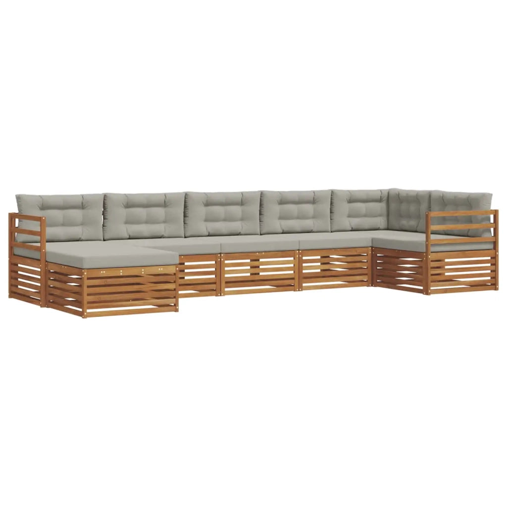 Set di divani da esterno 7 pcs Grigio Naturale e Chiaro