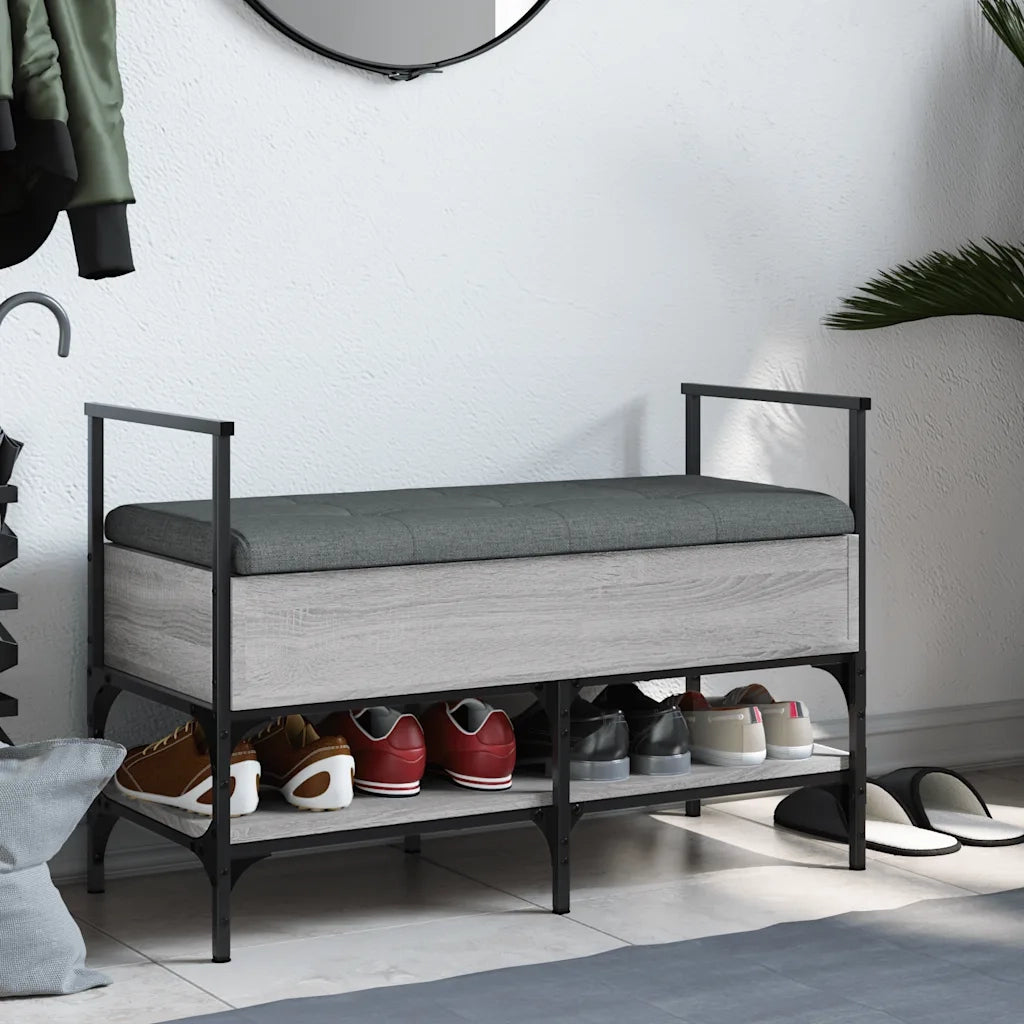 Panca Porta Scarpe-Sgabello-Panca Scarpiera Grigio Sonoma 85,5x42x57,5 cm