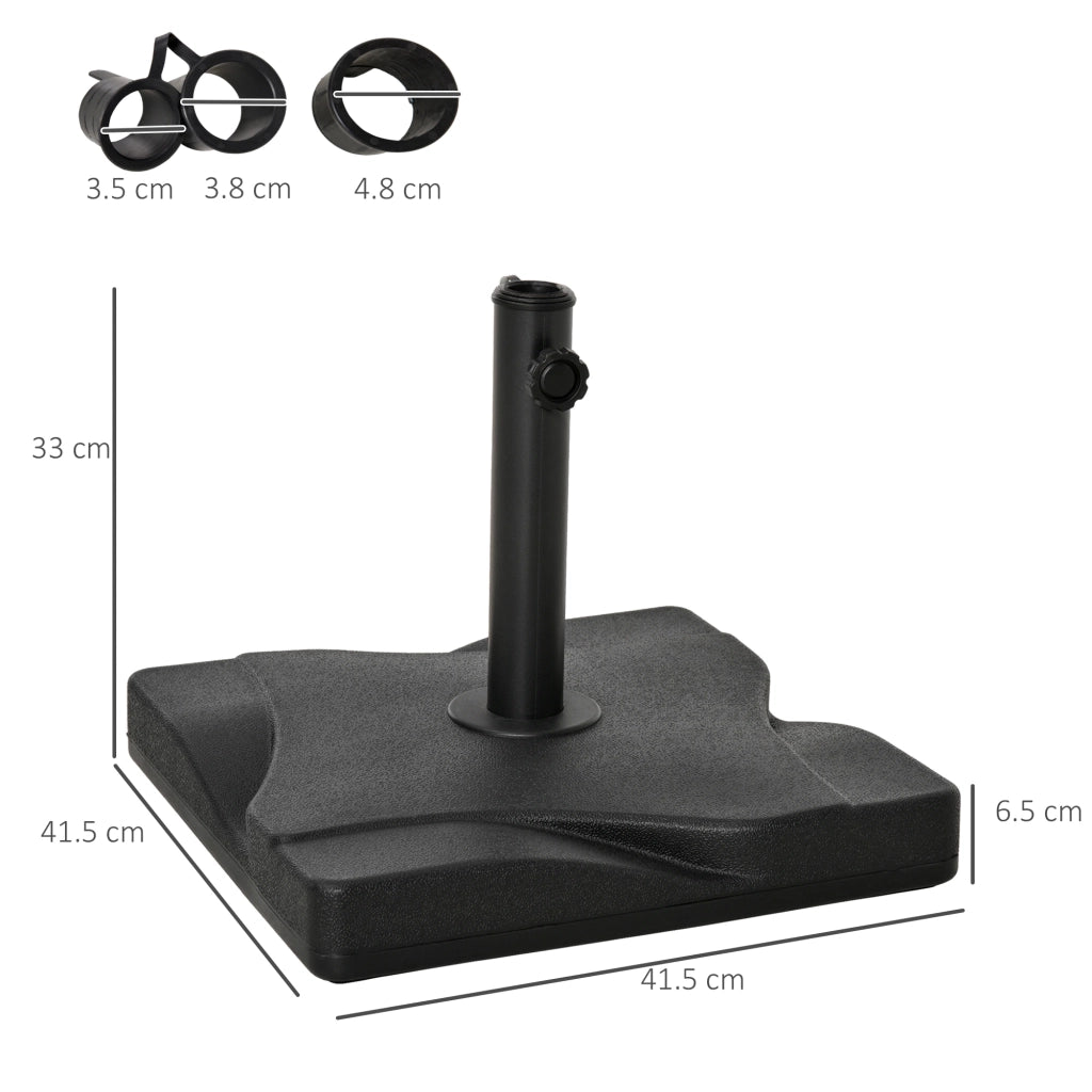 Base per Ombrellone Quadrata da 18kg per Pali da Ø3/3.5/3.8 cm, 45x45x39 cm Nero