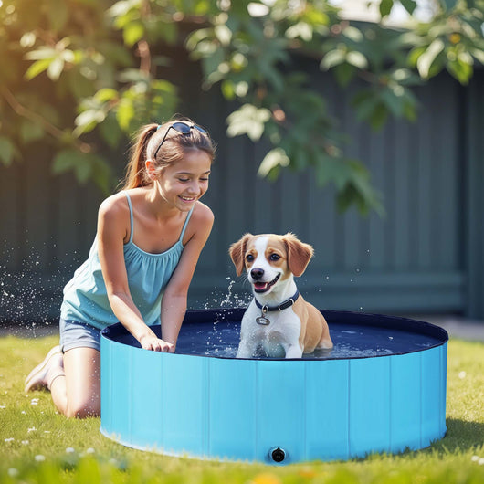 Fudajo Piscina per cani 120 x 30 cm, antiscivolo, piscina pieghevole per cani in PVC, portatile, con bordi rinforzati