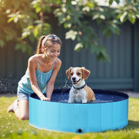 Fudajo Piscina per cani 120 x 30 cm, antiscivolo, piscina pieghevole per cani in PVC, portatile, con bordi rinforzati