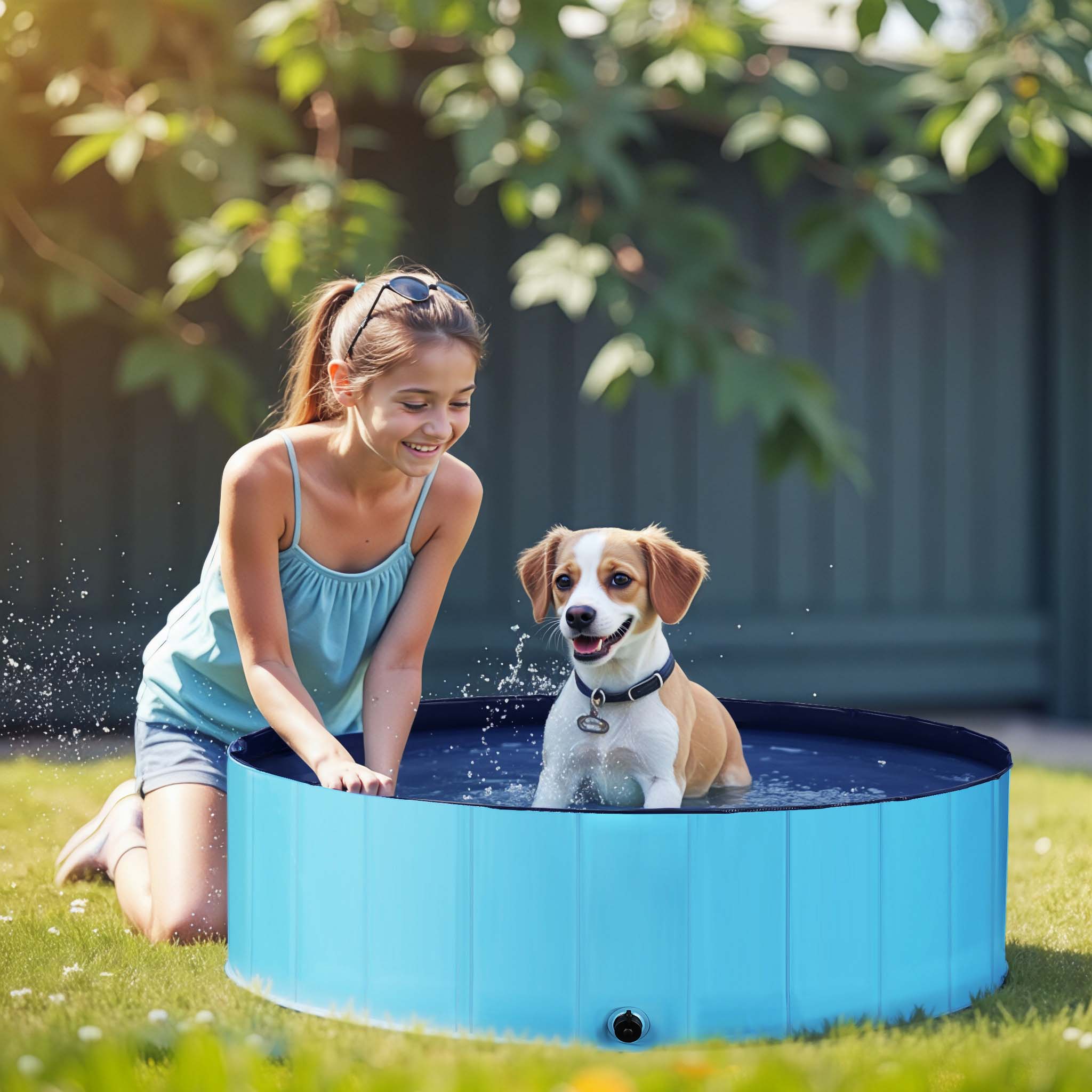 Fudajo Piscina per cani 120 x 30 cm, antiscivolo, piscina pieghevole per cani in PVC, portatile, con bordi rinforzati