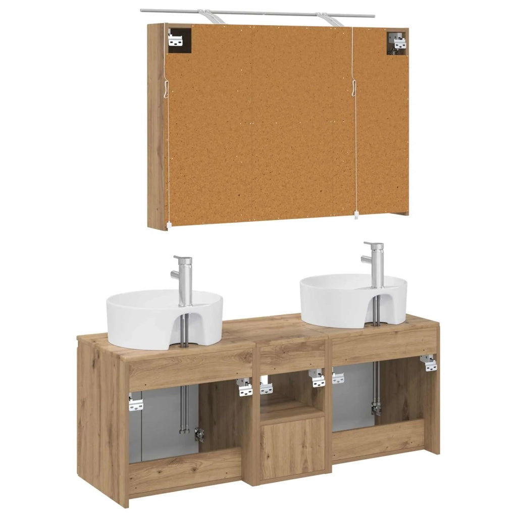 Set di Armadi da Bagno 4 pcs Rovere Artigianale 3406462