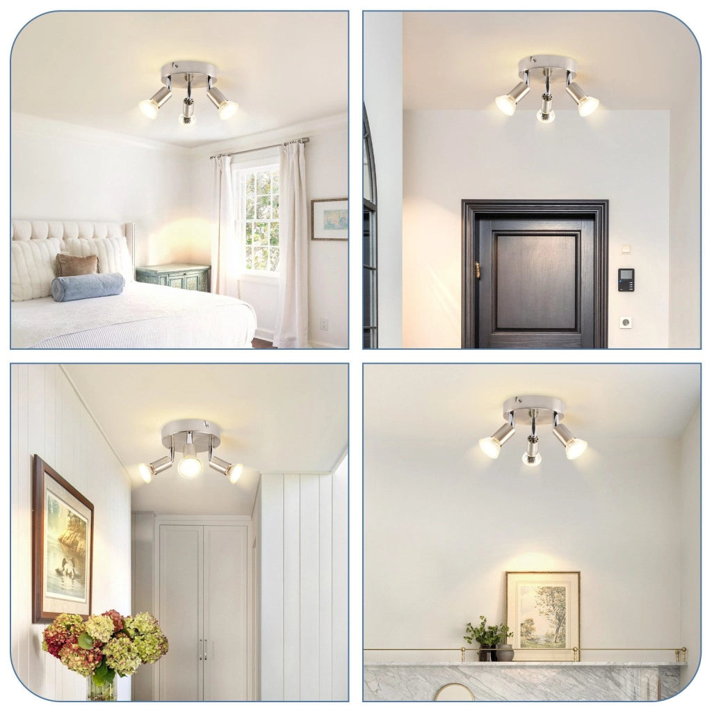 ZMH Faretto da soffitto  cromati 3 luci GU10 moderni rotondi orientabili 350° per camera letto soggiorno senza lampadina