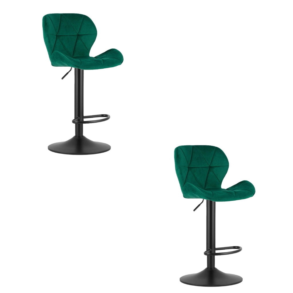 Sgabello in velluto VALORA WEST - Verde, facile da montare, uso versatile x 2