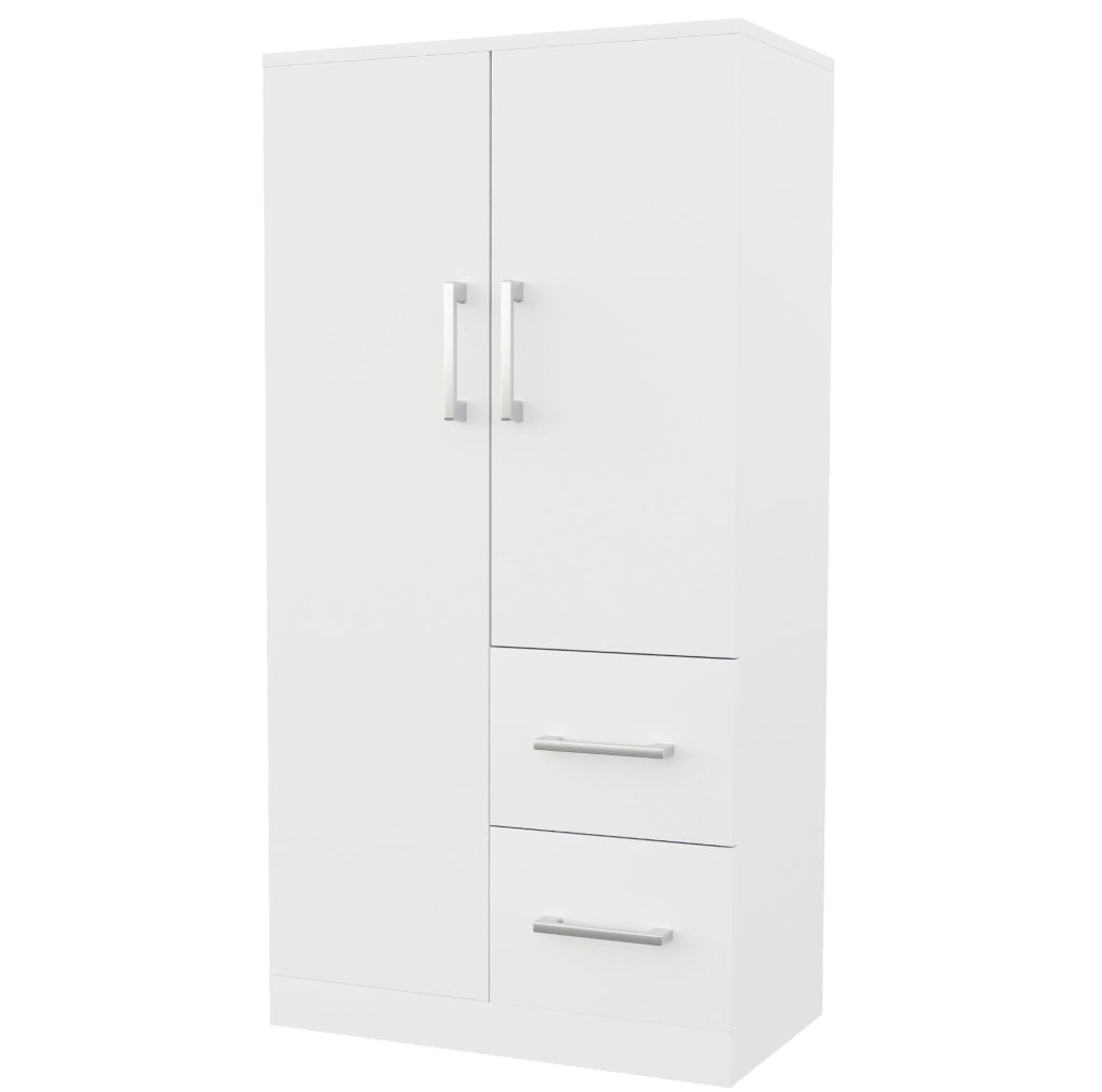 Kleiderschrank 70x40x135 cm a 2 ante con 2 cassetti; bianco