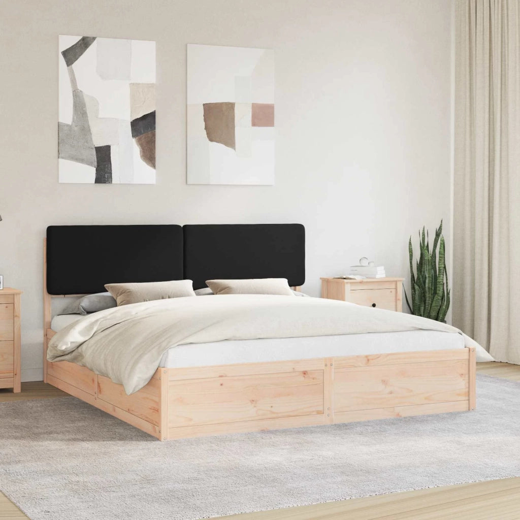 Letto con Testiera Rivestita Nero 180 x 200 cm Pino massello 3398146