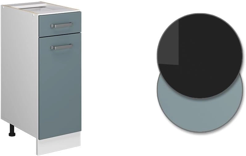 Mobiletto base per cucina R-Line, Grigio-blu, 30 cm senza piano di lavoro, per la libera combinazione all'interno di sistemi cucina modulari