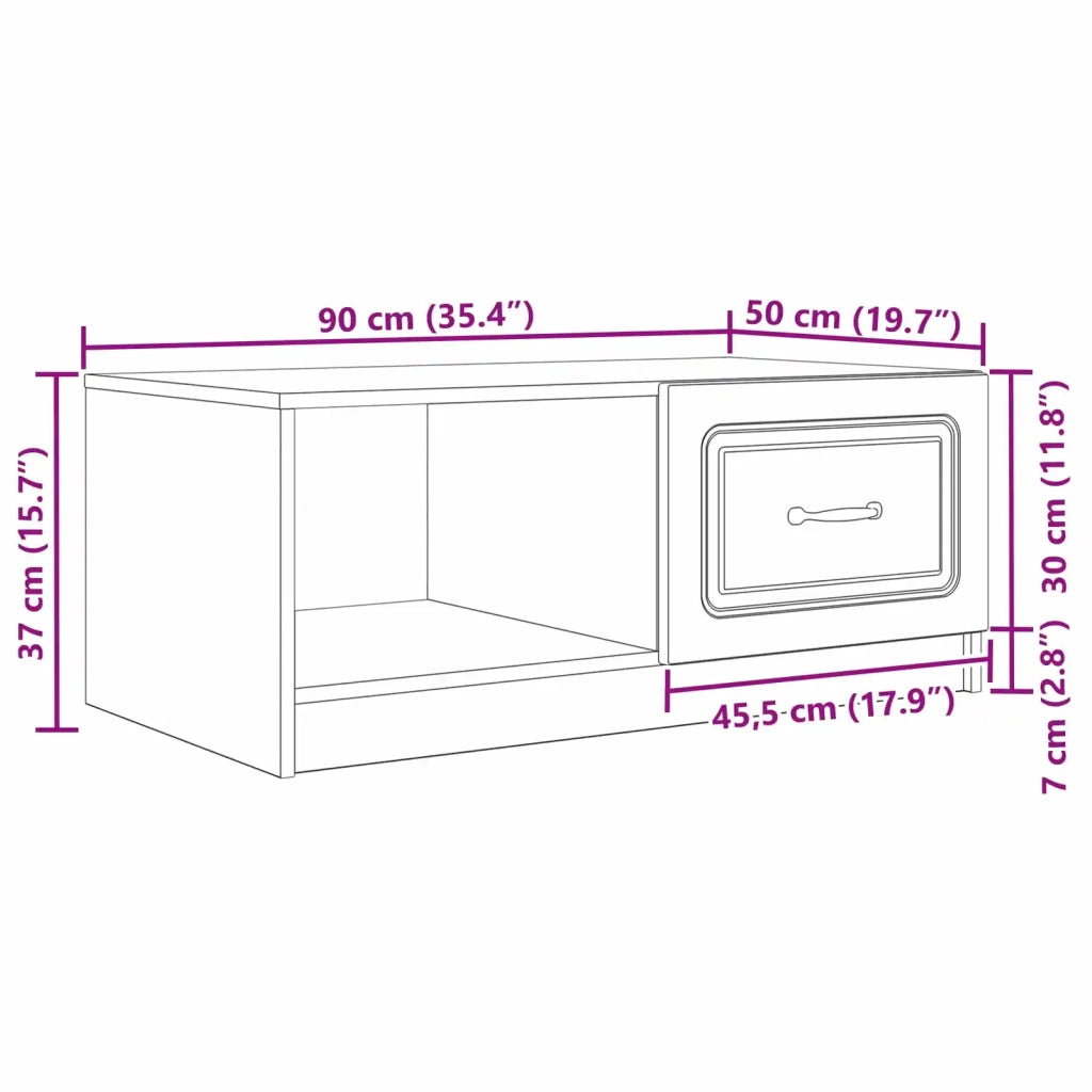 Tavolino da salotto Grigio Sonoma 90 x 50 x 37 cm