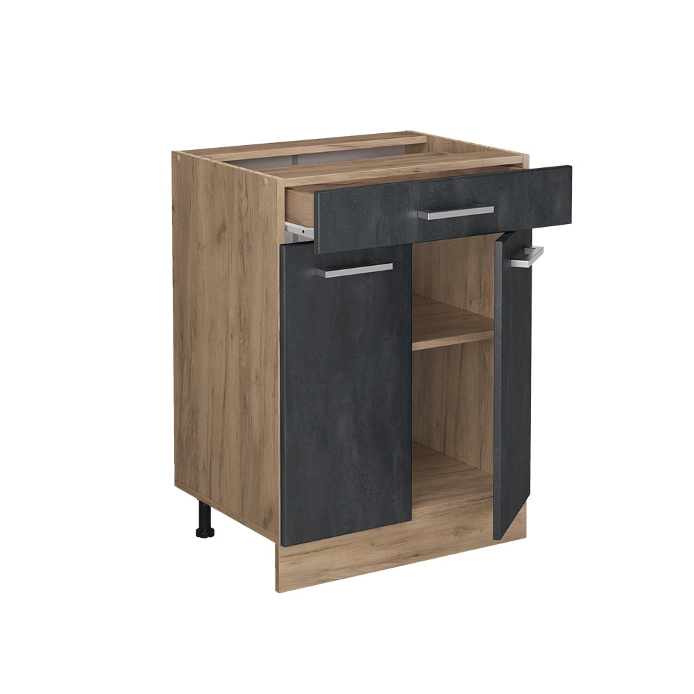 Mobiletto base per cucina R-Line Calce nera/Rovere dorato 60 cm PL Rovere Vicco