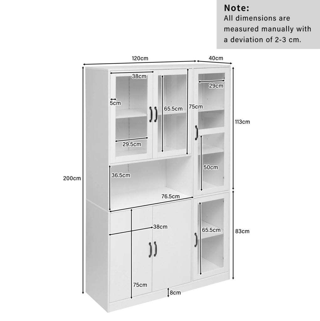 Vetrina libreria 120x40x200 cm in MDF bianco con LED USB e ripiani regolabili