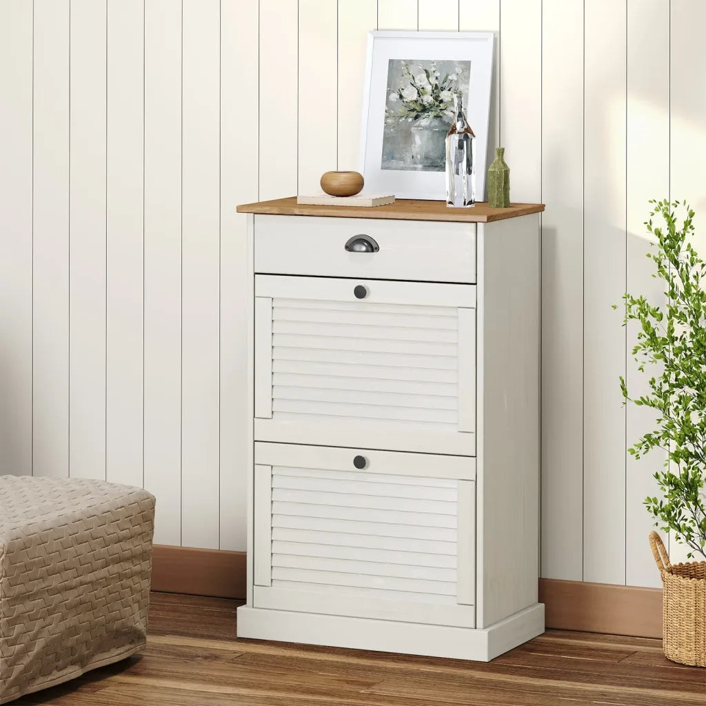 Scarpiera | Mobile per scarpe VIGO 60x35x96 cm in Legno Massello di Pino Bianco