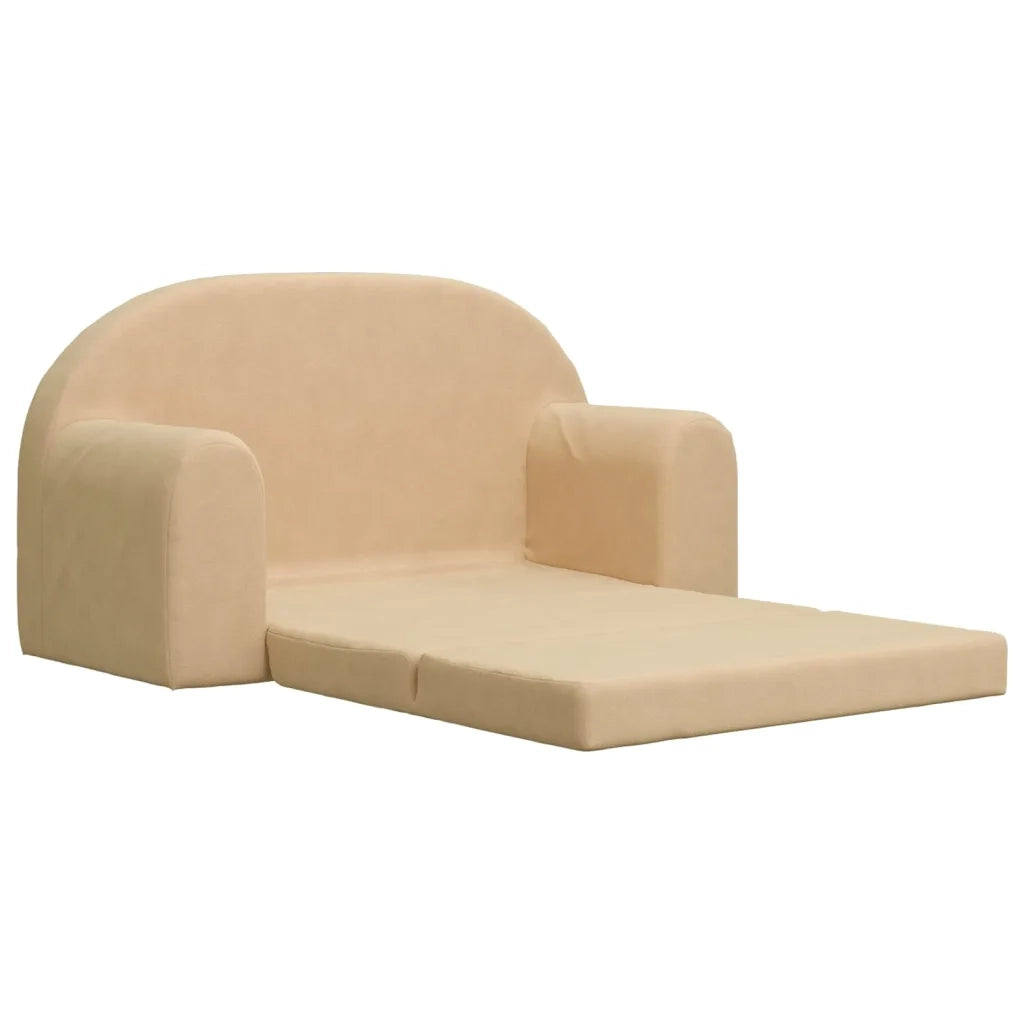 Divano per Bambini a 2 Posti Crema in Morbido Peluche cod mxl 65524