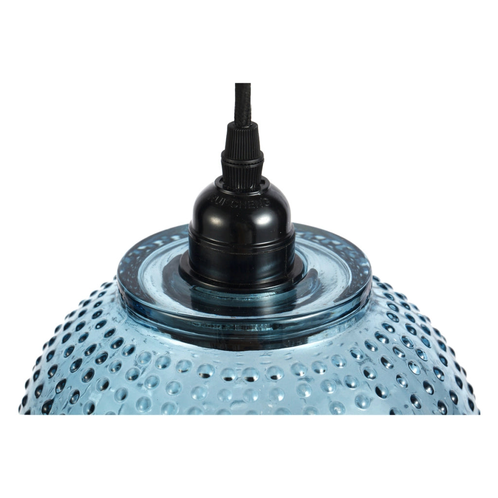 Lampada a sospensione Riva in vetro blu a pois