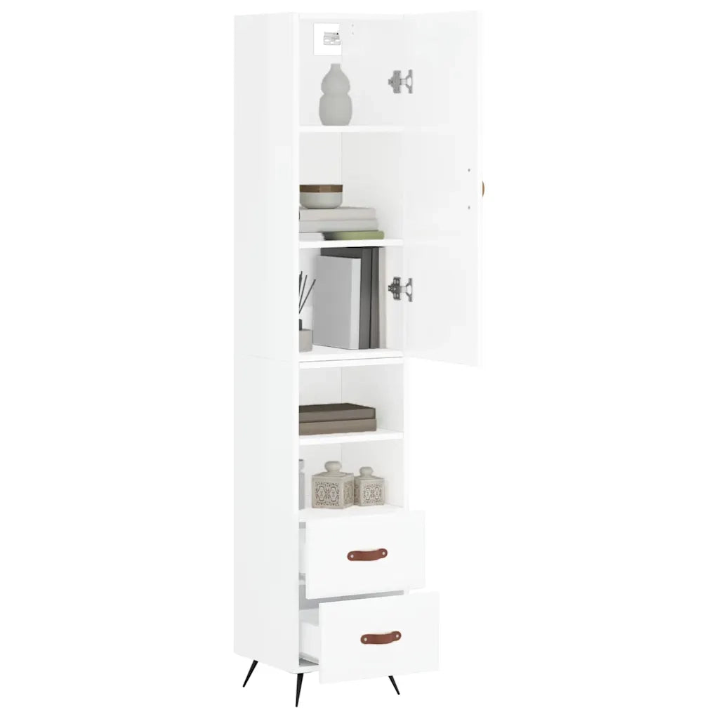 Credenza 34,5x34x180 cm in Legno Multistrato Bianco Lucidocod mxl 82622