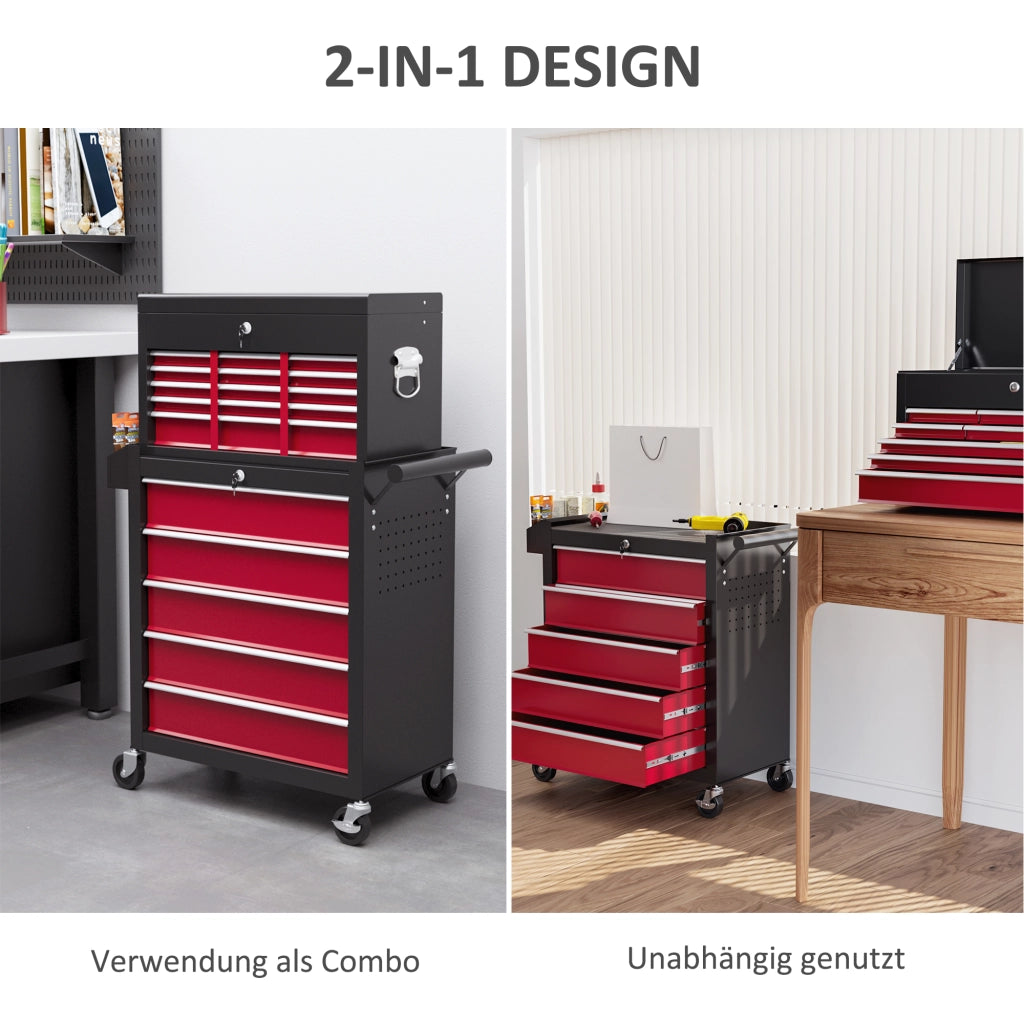 CARRELLO PORTAUTENSILI 71,5x40x84 cm Rosso in acciaio