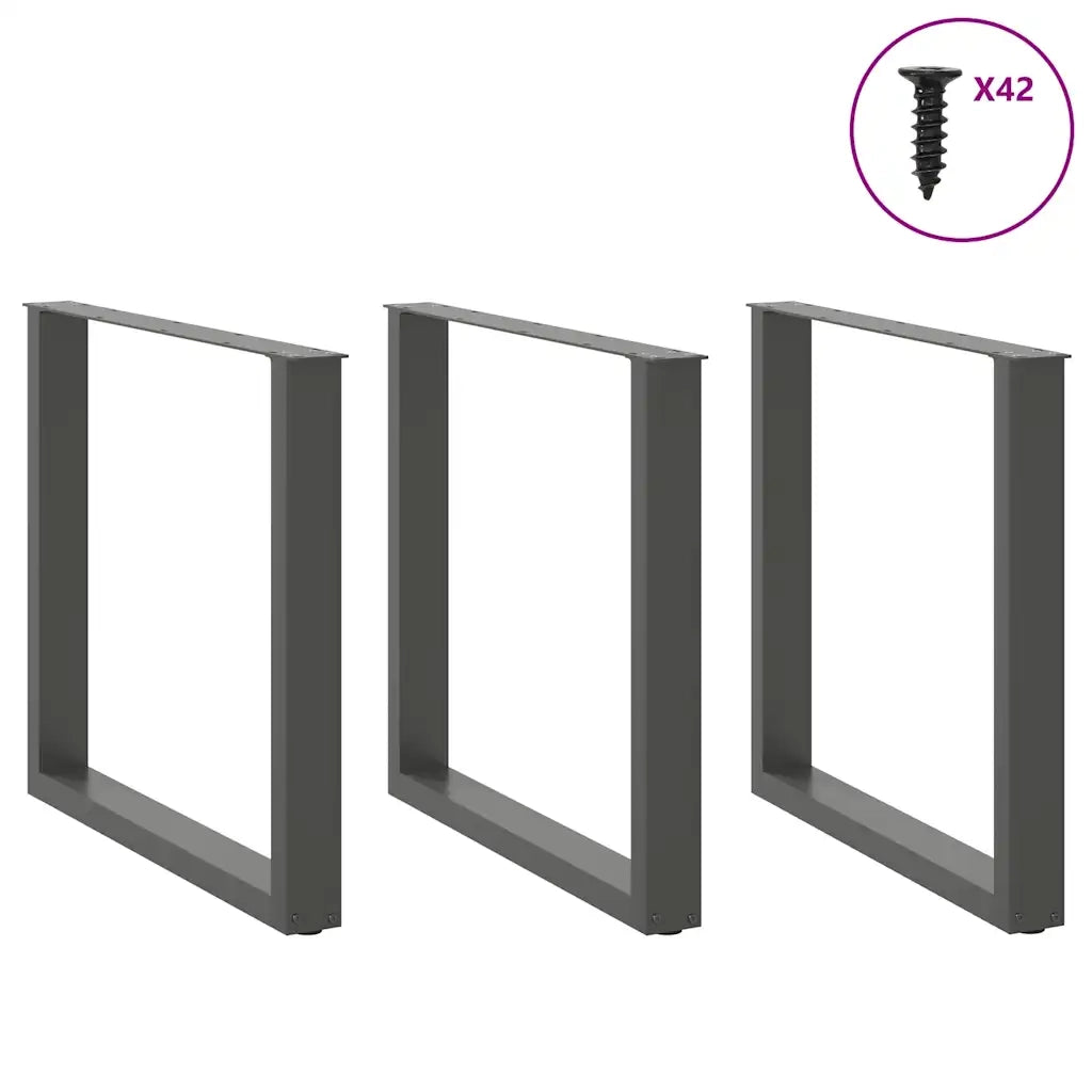 vidaXL Gambe per tavolo da pranzo a forma di U 3 pz Antracite 80x(72-73) cm Acciaio