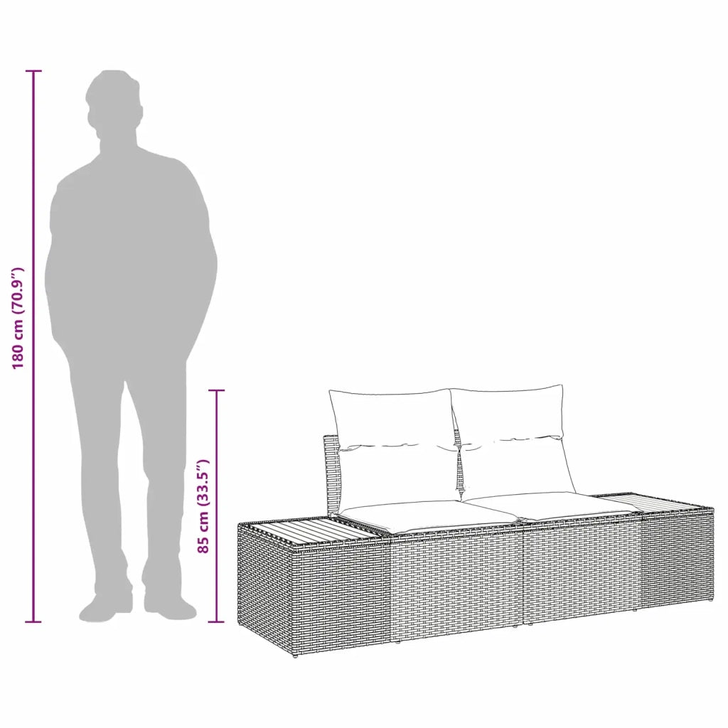 Divano da giardino-Sofa da Giardino-Divano da esterno Nero 184 x 62 x 85cm polyrattan 953005