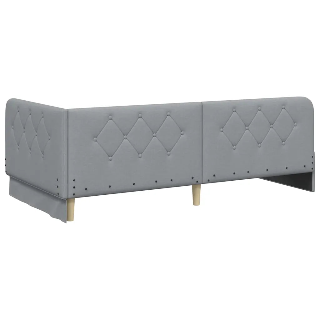 Cornice del letto ad angolo Grigio chiaro 90 x 200 cm Tessuto