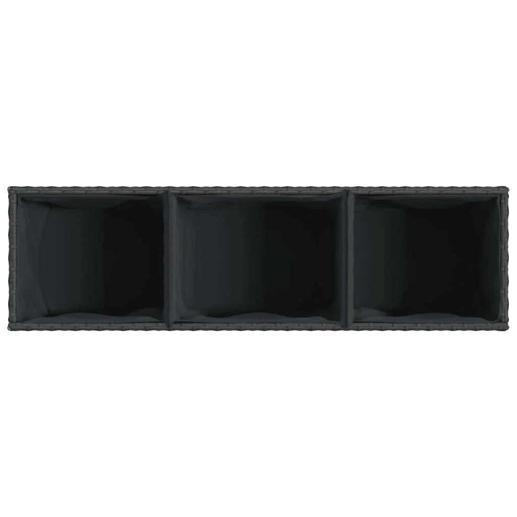 Fioriera rialzata per piante fiori giardino terrazze con 3 vasi set da 2 105 x 30 x 32 cm resina intrecciata nera 02_0038858