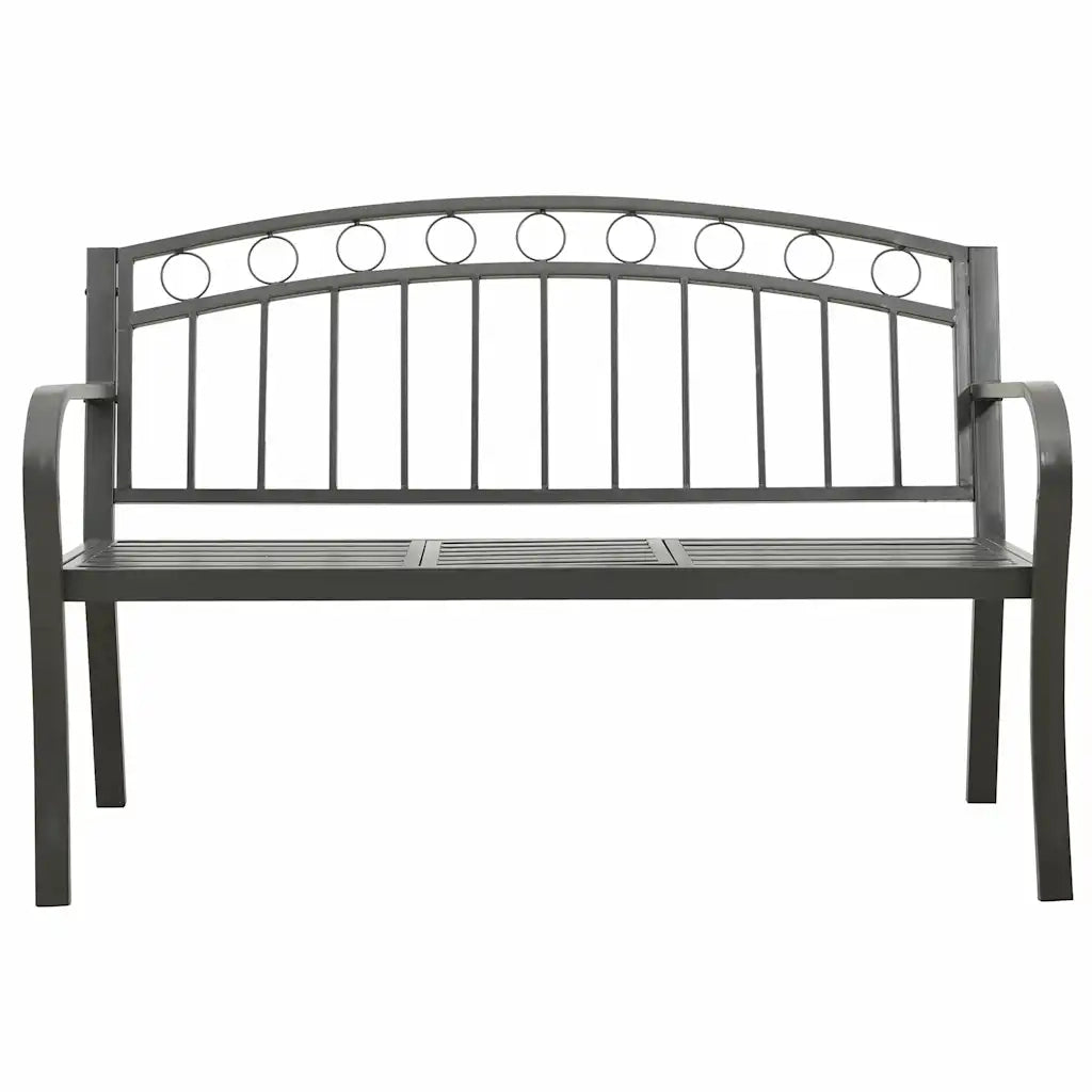 Panca da Giardino con Tavolino Grigio 120 cm Acciaio