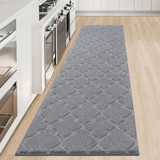 Mat keuken, 50 x 200 cm, liscio, antiscivolo, lavabile, per cucina, soggiorno, salotto, grigio.