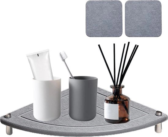 Organizzatore per la vasca da bagno con supporto per saponetta - Maniglie in acciaio inossidabile - Set di spazzole per saponetta - Asciugamano per asciugare in silicone - Adatto per soggiorno, cucina e bagno