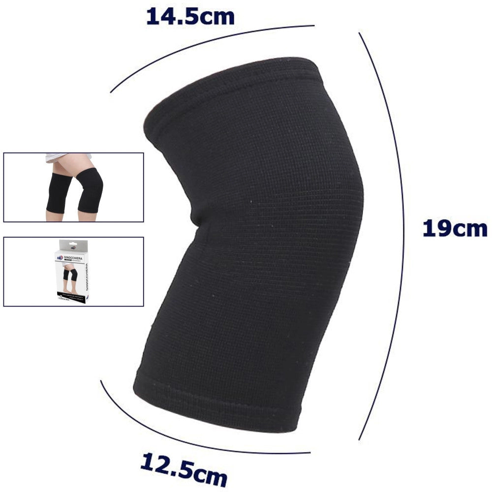 Trade Shop - Coppia Ginocchiere Fascia Elastica Anallergica Lavabile Per Bambini Nero Tg. M -