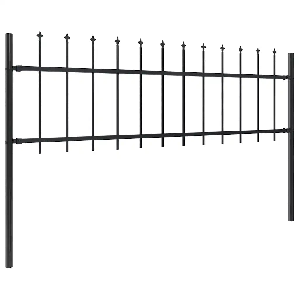 Recinzione da Giardino con Punta a Lancia in Acciaio 504x60 cm Nero 277595