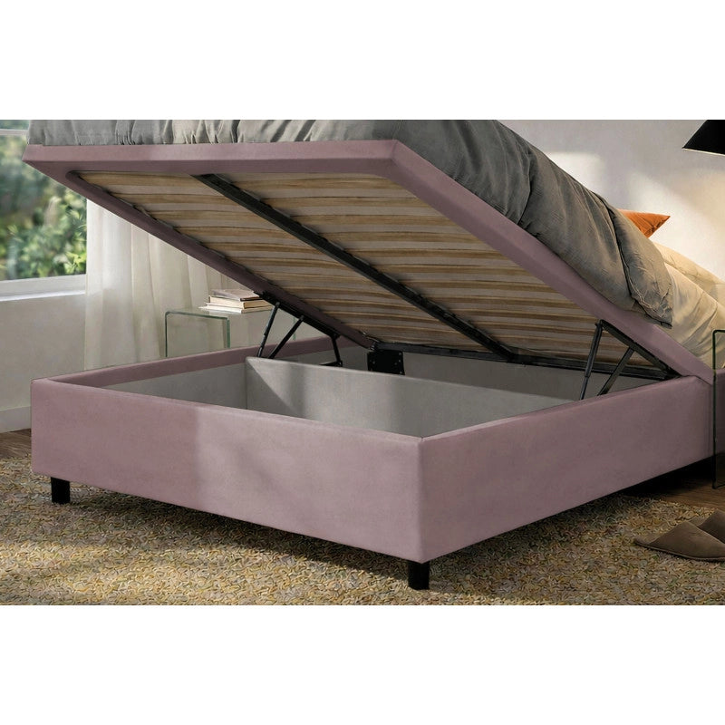 Letto imbottito Letto Matrimoniale alla Francese 140x200 cm Button - Contenitore,Glicine,Microfibra