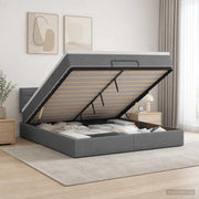 Letto ottomano con materasso Grigio Scuro 140 x 200 cm Tessuto 3456248