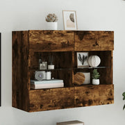 Mobile TV a Parete con Luci LED-Mobile TV a Muro Rovere Fumo 78,5x30x60,5 cm