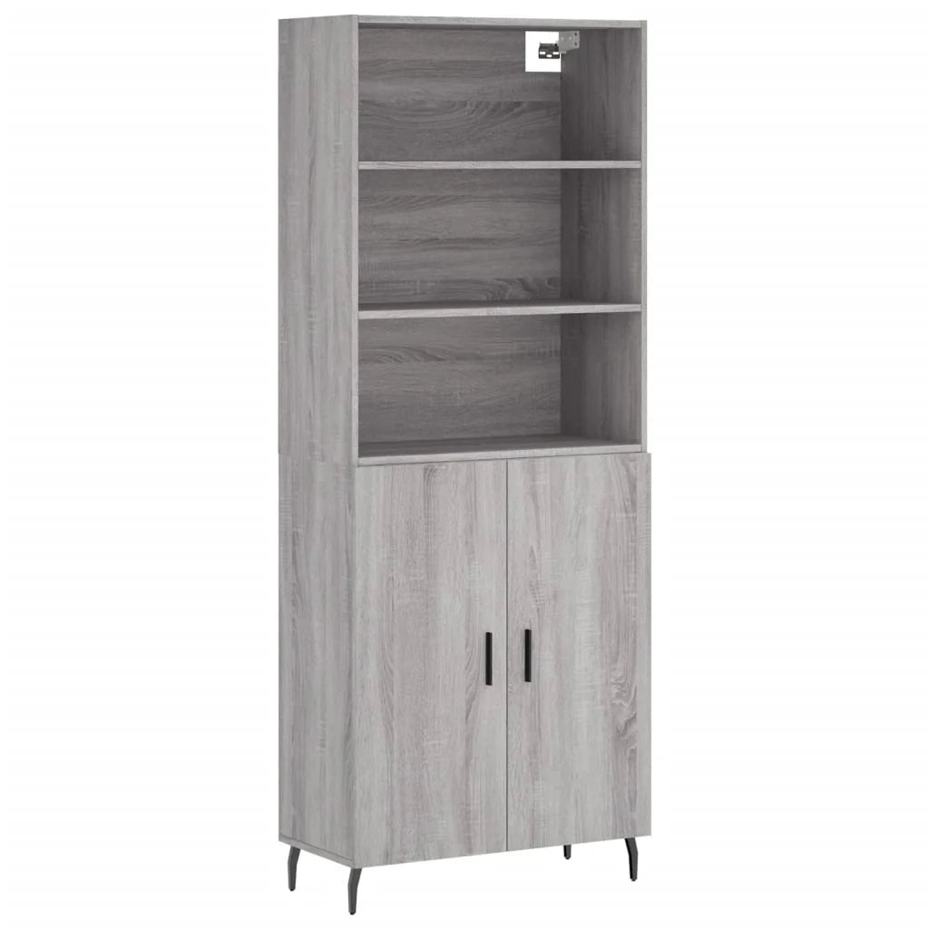 Buffet credenza cassettiera armadio mobile contenitore organizer cucina soggiorno salotto rovere Sonoma alto 69,5 x 34 x 180 cm legno ingegnerizzato grigio 02_0035534