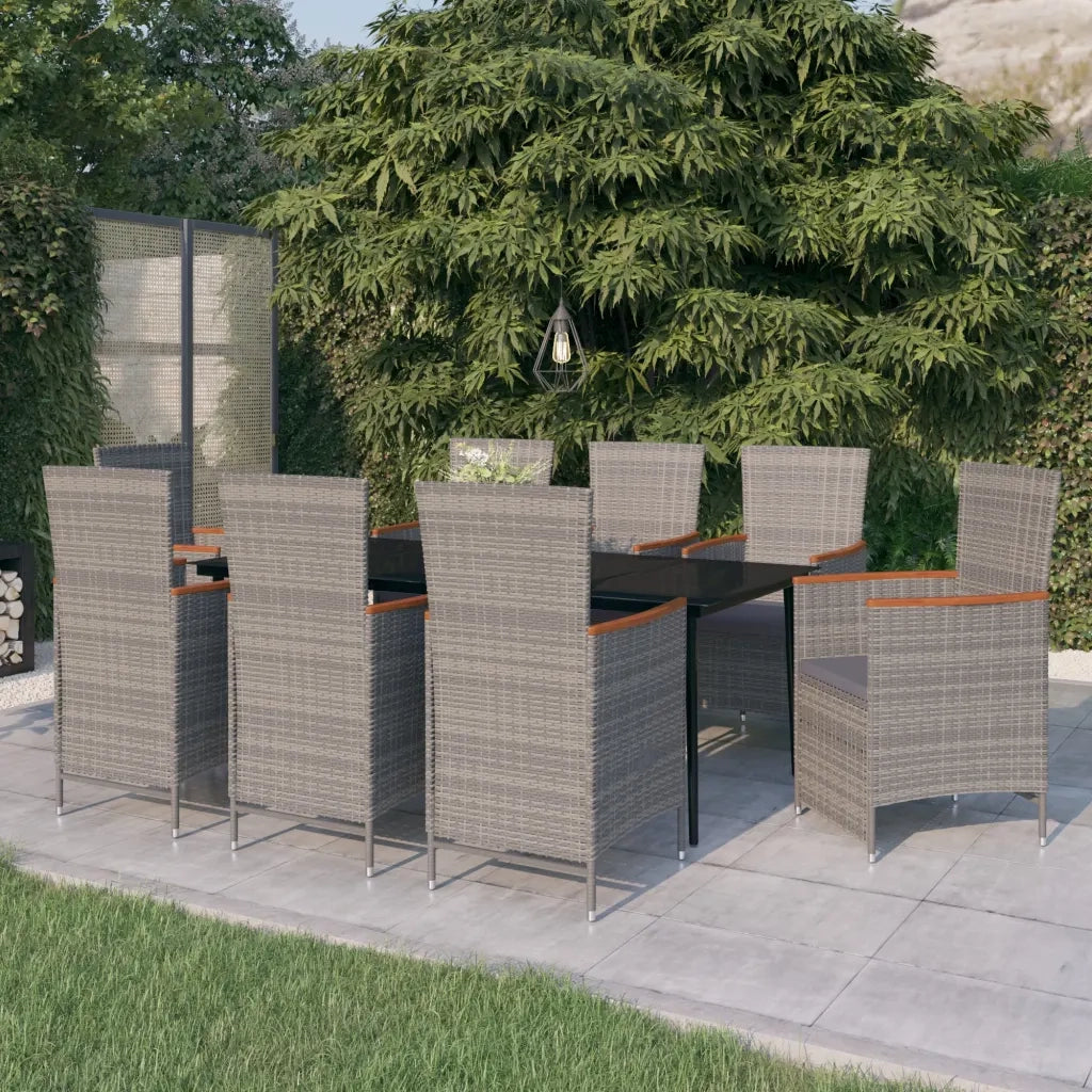Set da Pranzo da Giardino 9 pz con Cuscini Grigio 3099470