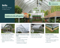 Canopia Bella Doppio Strato Serra Da Giardino in Policarbonato 724X244X219 cm Argento