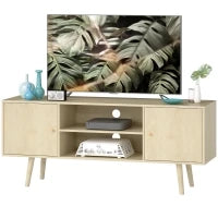 Mobile TV, per televisore fino a 140 cm, con 2 ante e 2 ripiani aperti 120x34x50cm Legno naturale