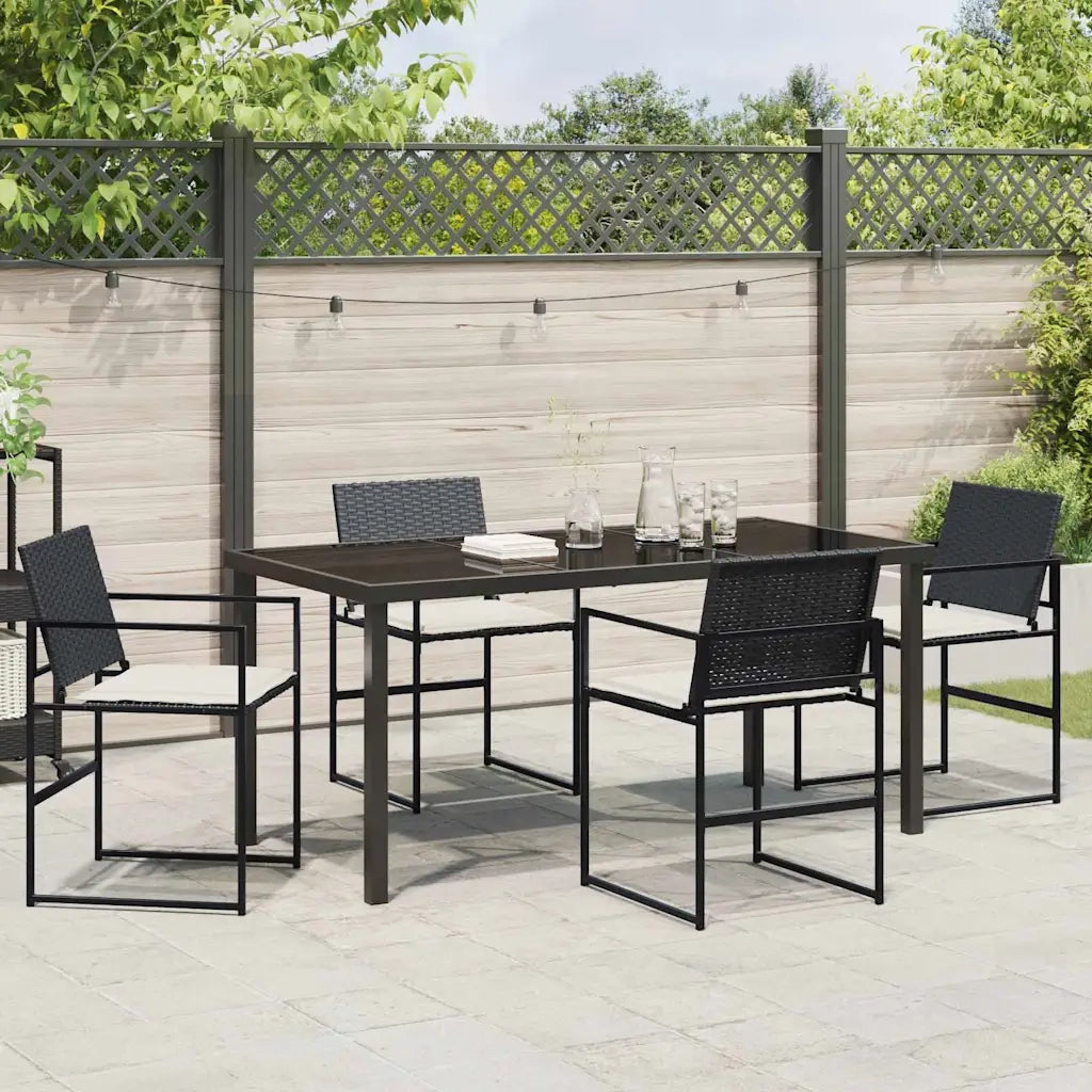 Set da Pranzo per Giardino 5 pcs Nero
