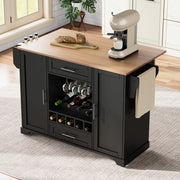 Carrello cucina con piano ribaltabile 138x45(70)x92 cm; nero e naturale; in MDF