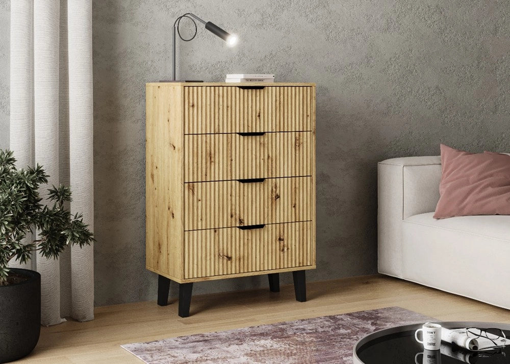 Cassettiera SCANDI 4s slim rovere artisan per camera e soggiorno