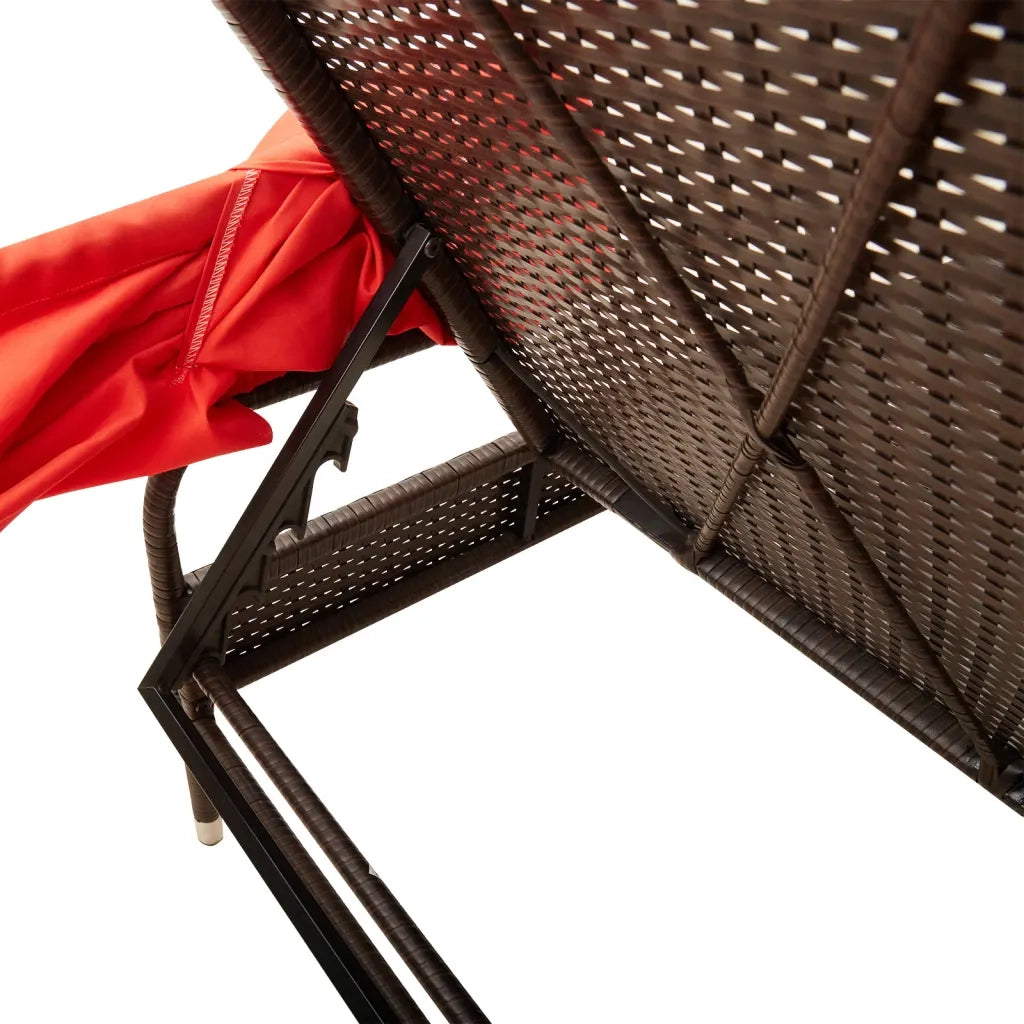 Lettino prendisole con tettuccio e Tavolino in Polyrattan Marrone 368203