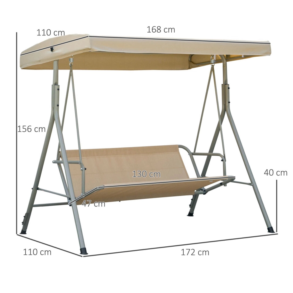 Easycomfort Dondolo da Giardino 3 Posti in Acciaio con Tetto Regolabile, Cuscini e Braccioli, 172x110x156cm