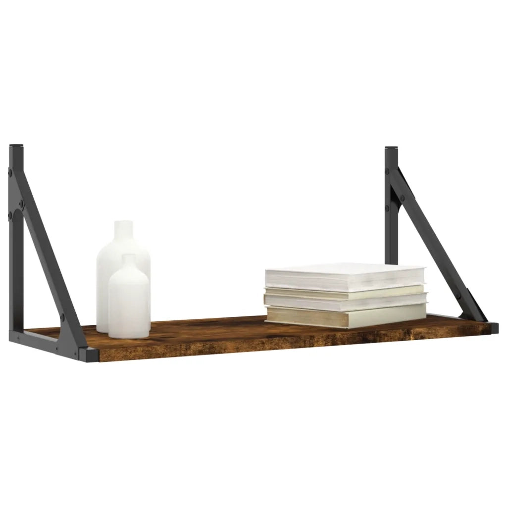 Mensole Parete 2pz Rovere Fumo 60x25x25,5 cm Legno Multistrato 836335