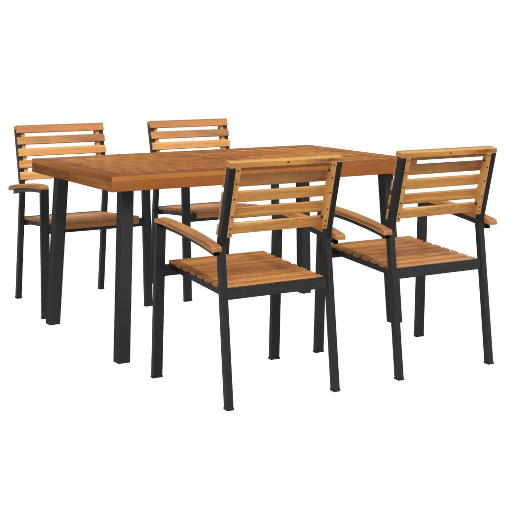 Set Pranzo da Giardino 5 pz Legno Massello di Acacia e Metallo 3155422