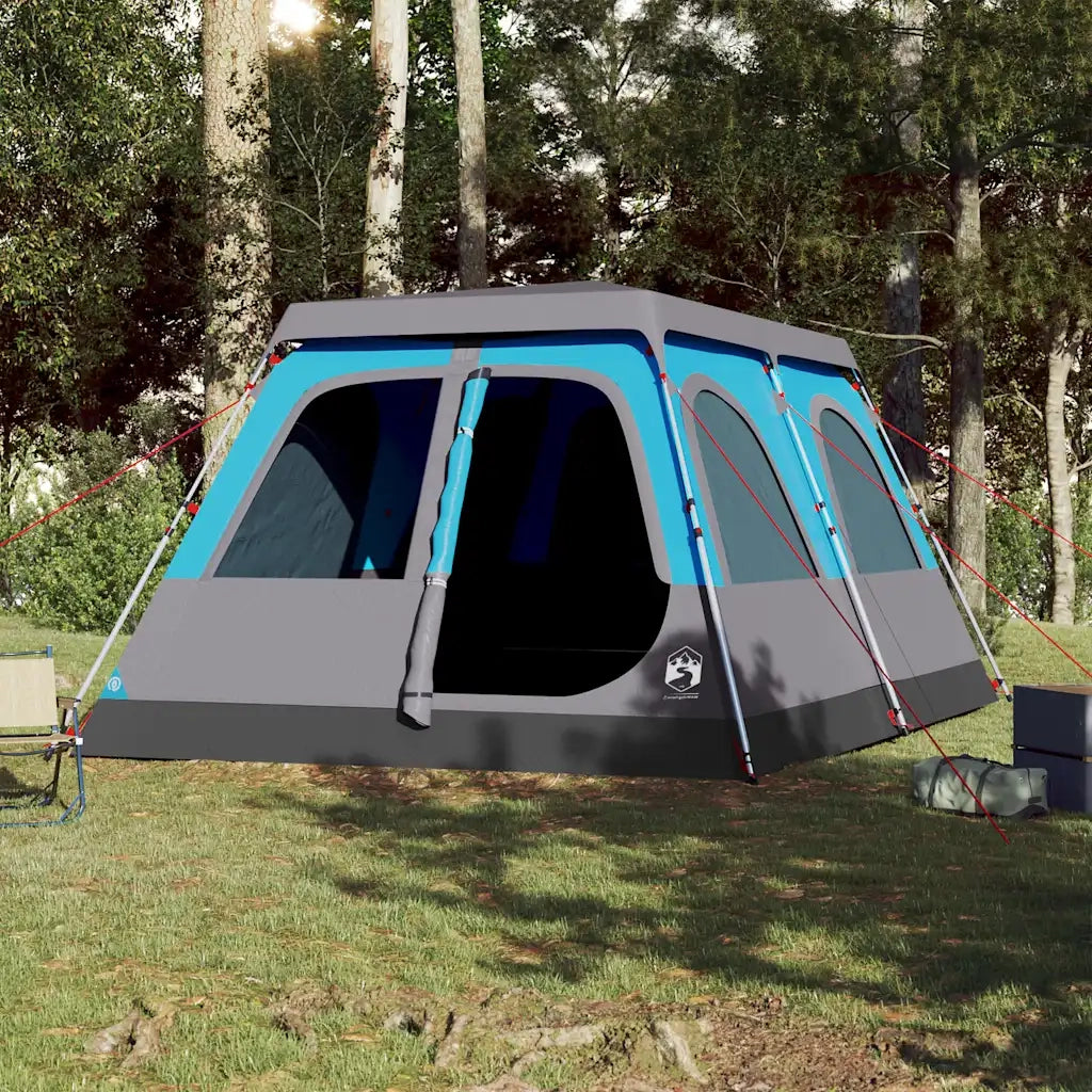 Tenda Familiare a Cupola 10 Persone-Tenda da campeggio Blu a Rilascio Rapido