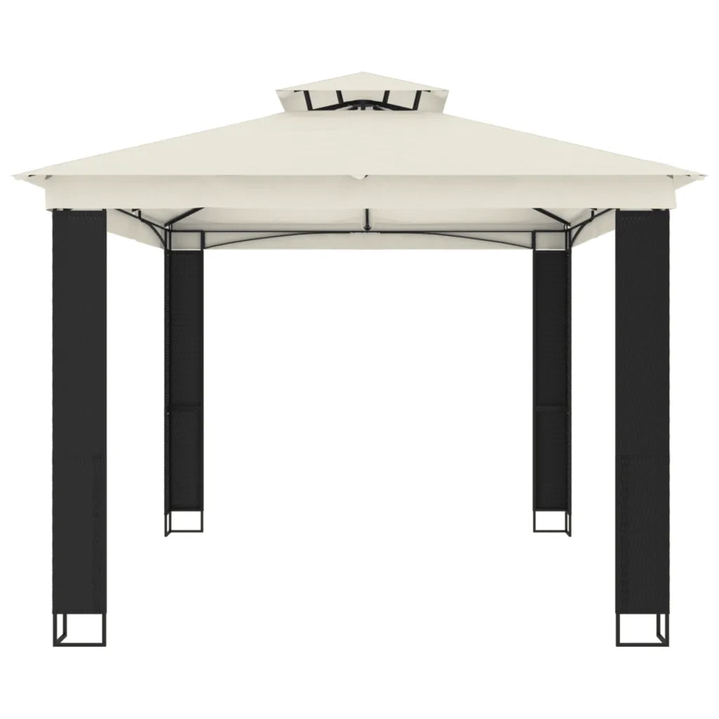 Gazebo con Tetto Doppio Crema 3,94x2,96 m in Acciaio