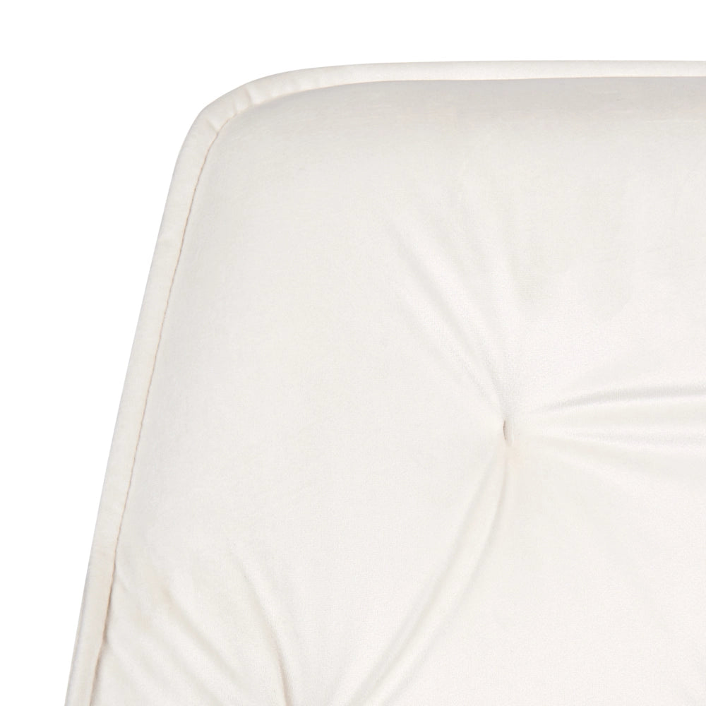Sedia da ufficio per casa, rivestimento in velluto bianco, base girevole, regolazione in altezza, schienale reclinabile trapuntato, Glam