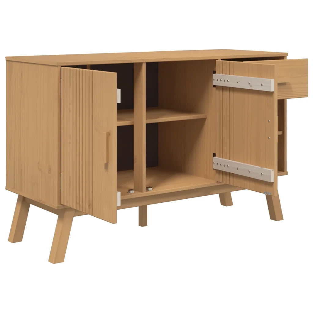 Credenza-Buffet-Armadio da cucina OLDEN Marrone 114x43x73,5 cm in Legno Massello di Pino 497657