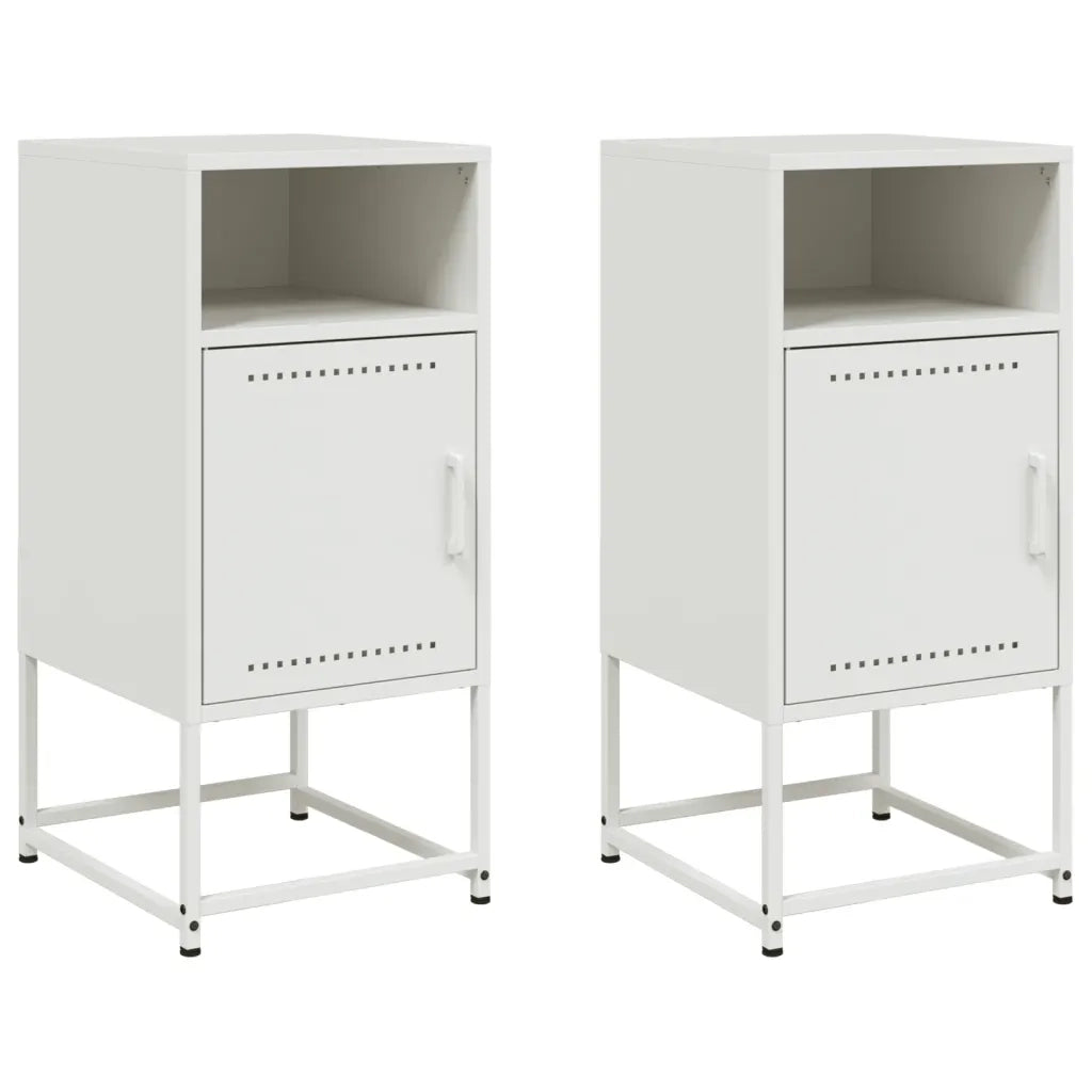 Set di 2 Comodini | Armadio da Notte | Mobiletto da notte Bianchi 36x39x78 cm in Acciaio